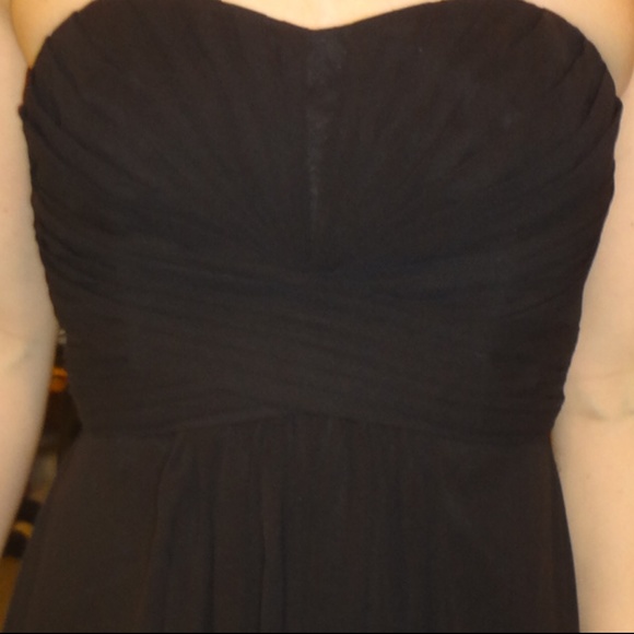 DAVID’S BRIDAL LONG STRAPLESS CHIFFON DRESS - Picture 6 of 8